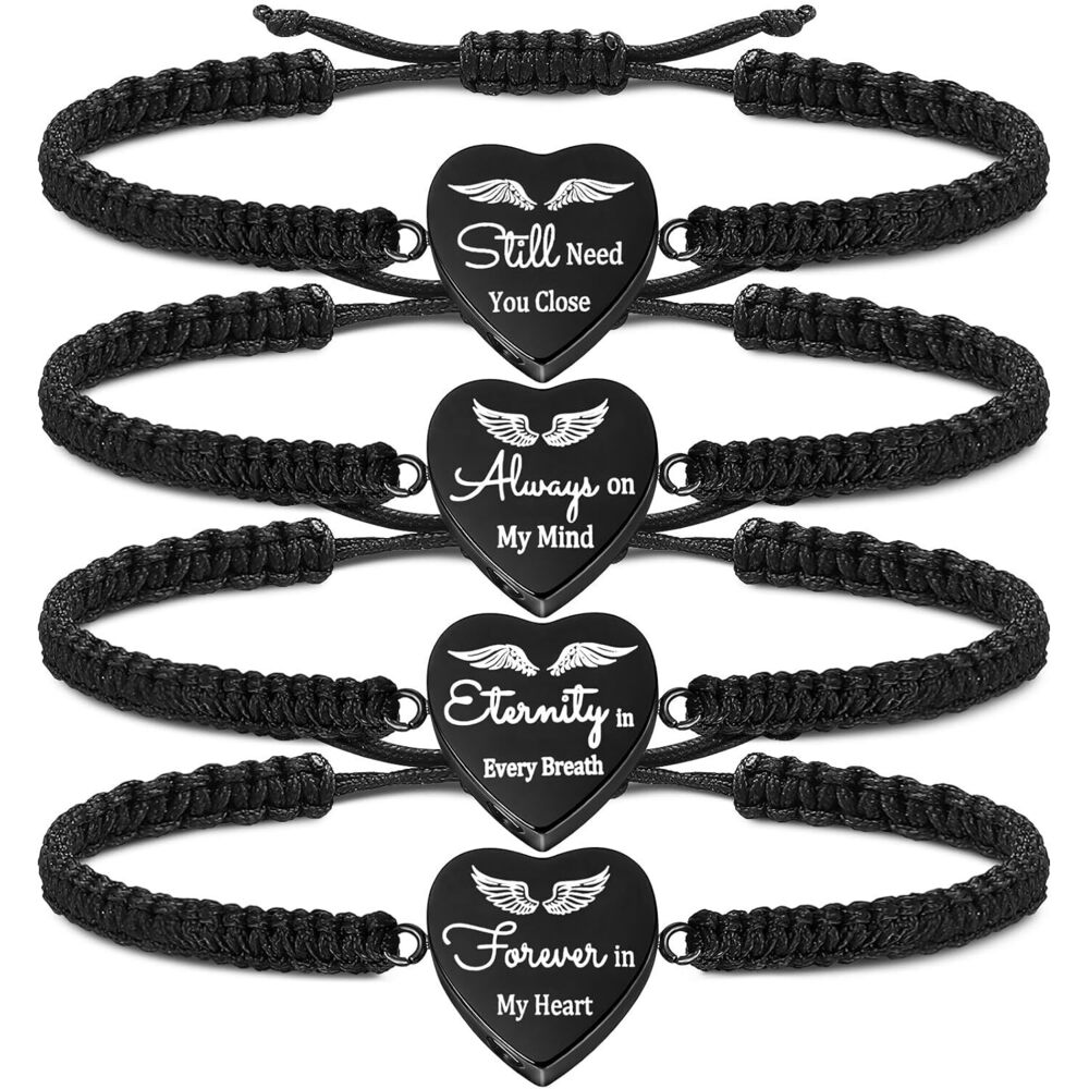 4 Pack Cremation Jewelry Urn Bracelet for Ashes Adjustable Personalized